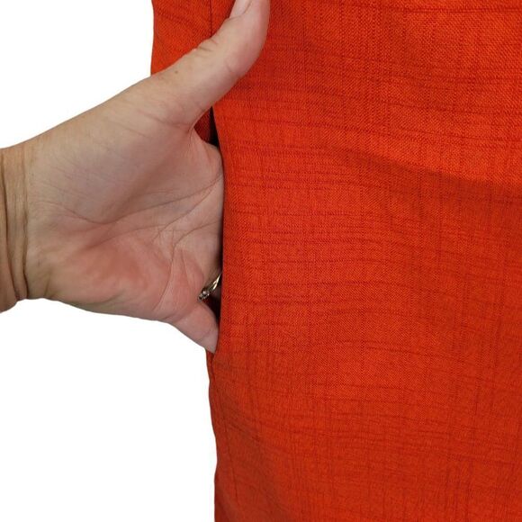 70's Dress House Of Lords Handmade Hostess Sleeveless Sheath Pockets Orange Sz S - Picture 4 of 12